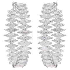 Nature 5.47 Carat Marquise Diamond Hoop Earrings 14 Karat White Gold Jewelry