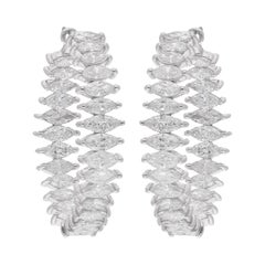 Natural 5.47 Carat Marquise Diamond Hoop Earrings 14 Karat White Gold Jewelry
