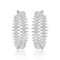 Orecchini a cerchio con diamante marquise naturale da 5,47 carati Gioielli in oro bianco 18 carati