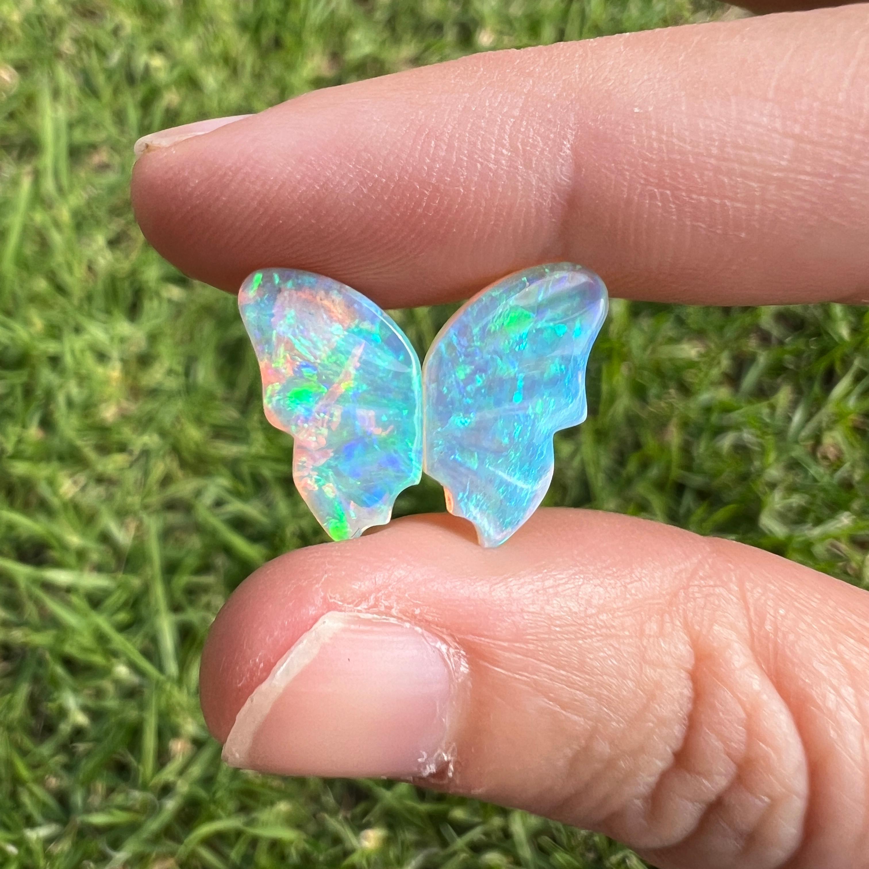 Natürlicher 5,53 Karat australischer Edelstein Opal Kristall Schmetterlingsflügel abgebaut von Sue Cooper im Zustand „Neu“ im Angebot in BELCONNEN, ACT
