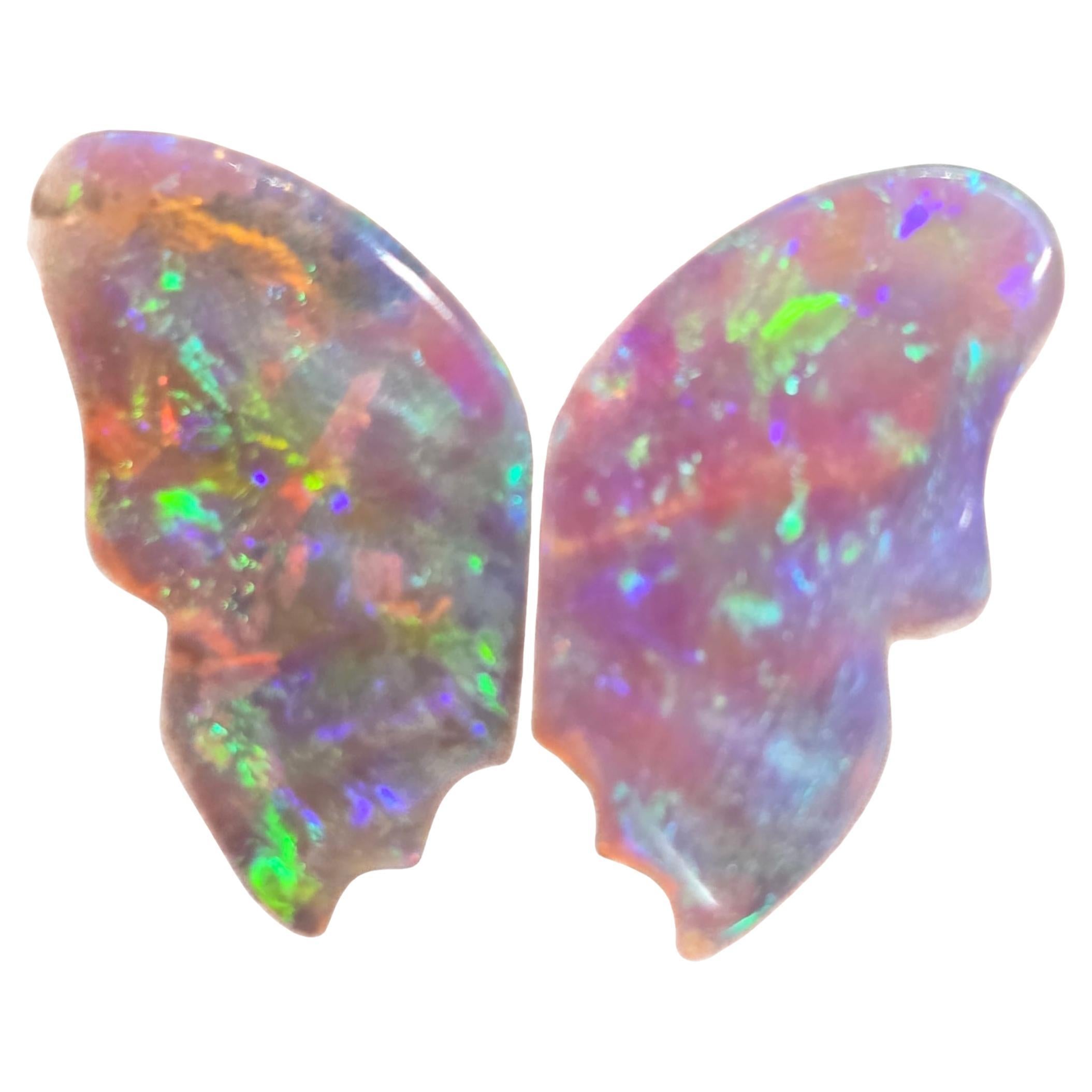 Natural 5.53 Ct Australian Gem Opal Crystal Butterfly Wings mined by Sue Cooper For Sale