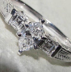 Natural .56 Carat Marquise & Ascher Cut Diamond Ring