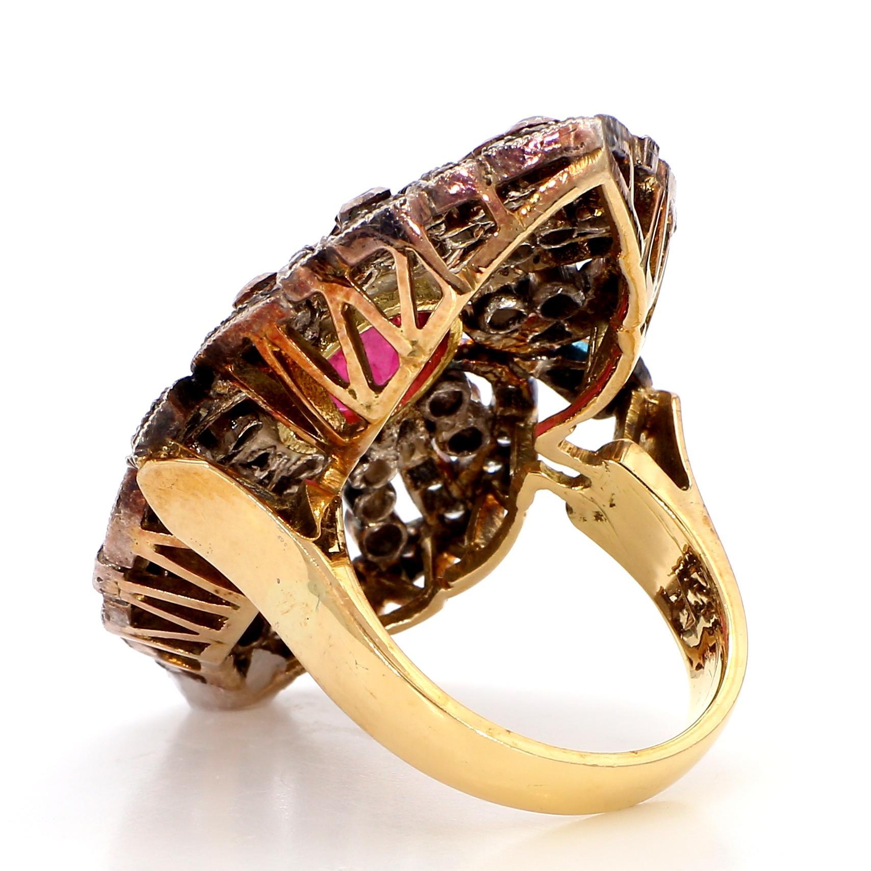 Women's Natural 5.6 Carat Ruby and 1.90 Diamond 18K Gold Cocktail Ring For Sale