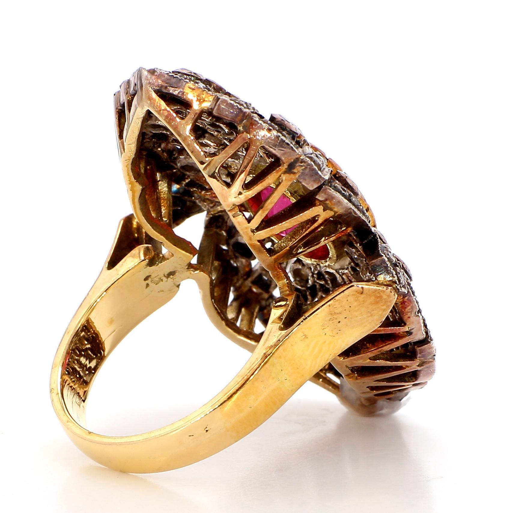 Natural 5.6 Carat Ruby and 1.90 Diamond 18K Gold Cocktail Ring For Sale 2