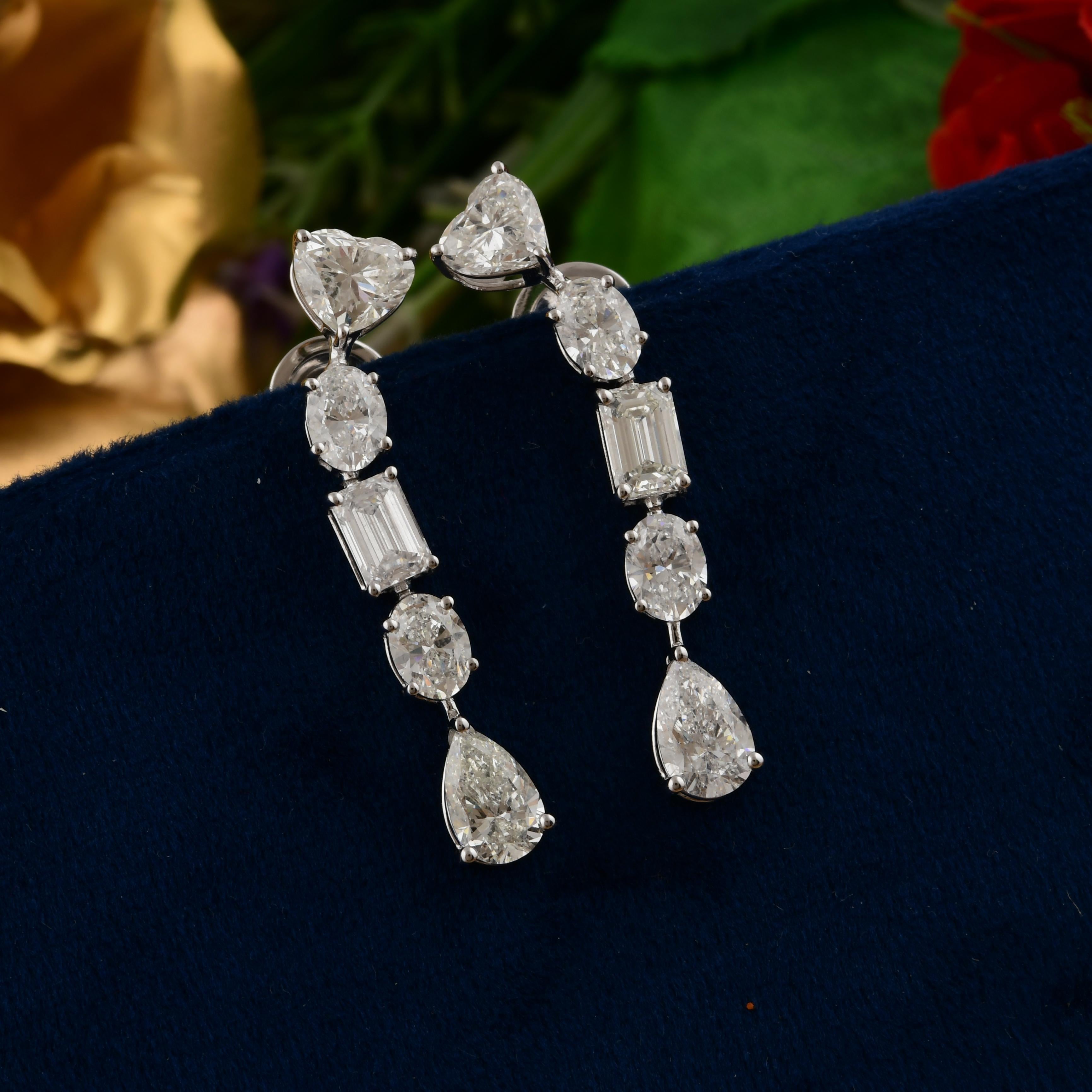 Pendientes de diamantes naturales de 5,6 quilates, claridad SI y color HI, oro blanco de 18 quilates Moderno en venta