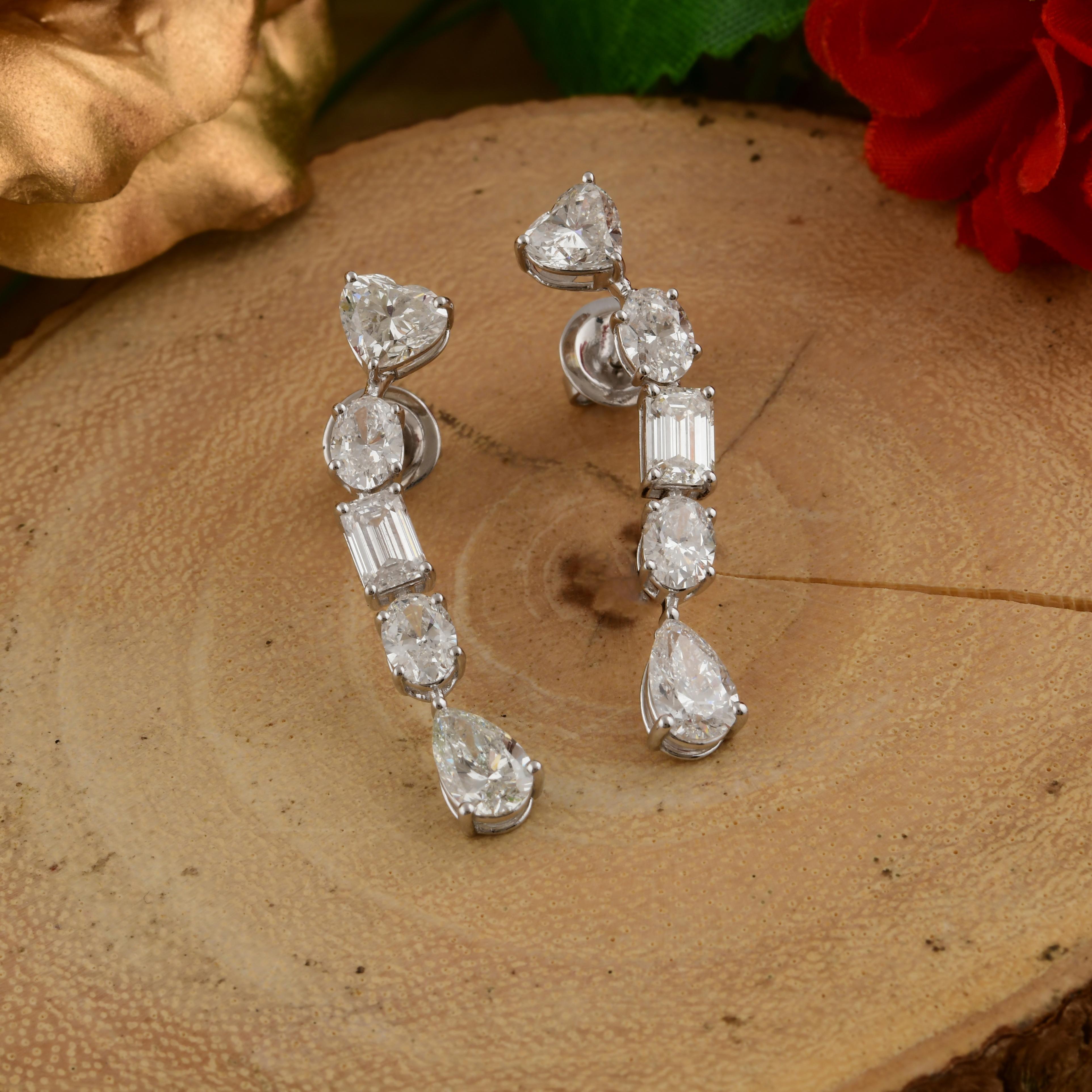 De las mujeres Pendientes de diamantes naturales de 5,6 quilates, claridad SI y color HI, oro blanco de 18 quilates en venta