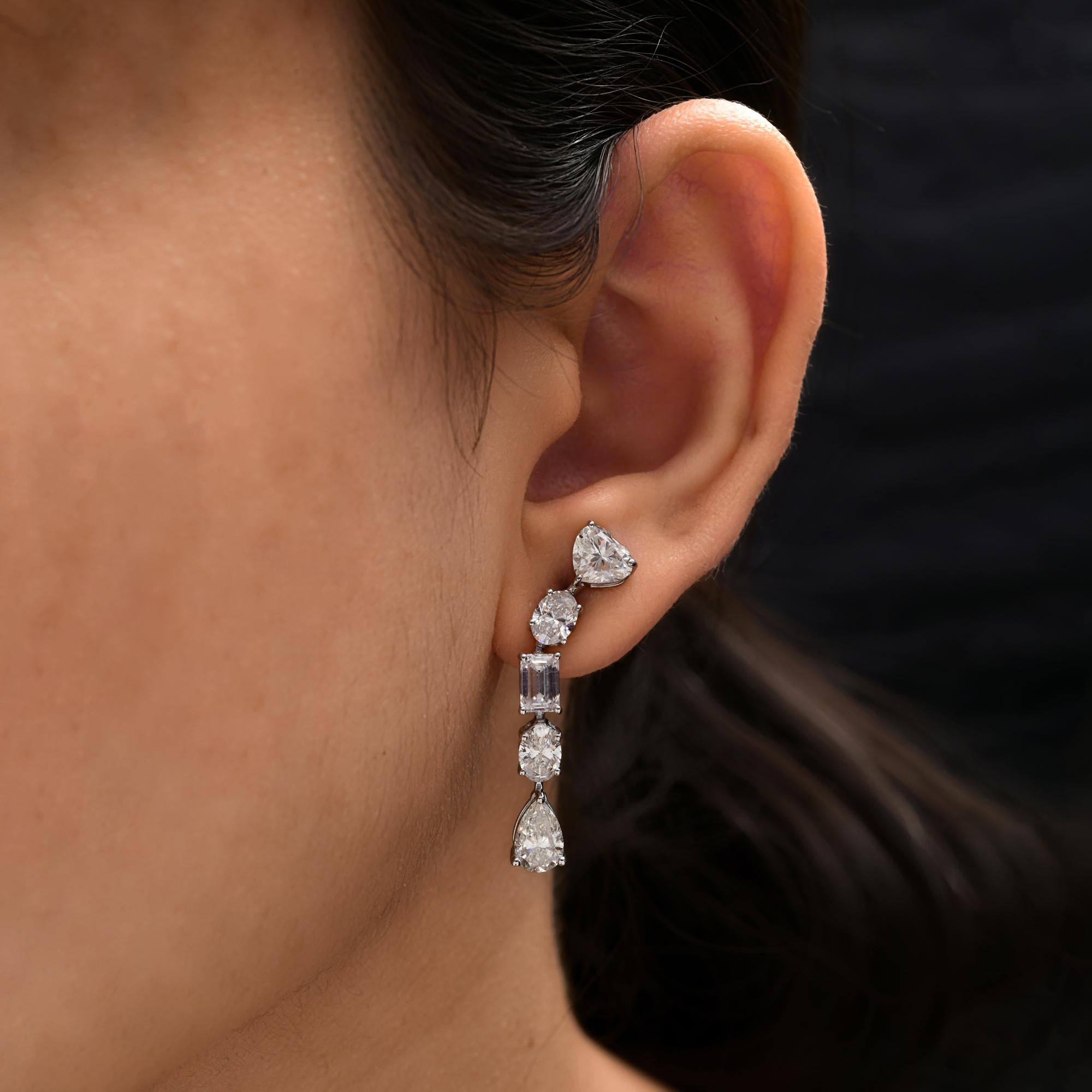 Pendientes de diamantes naturales de 5,6 quilates, claridad SI y color HI, oro blanco de 18 quilates en venta 1