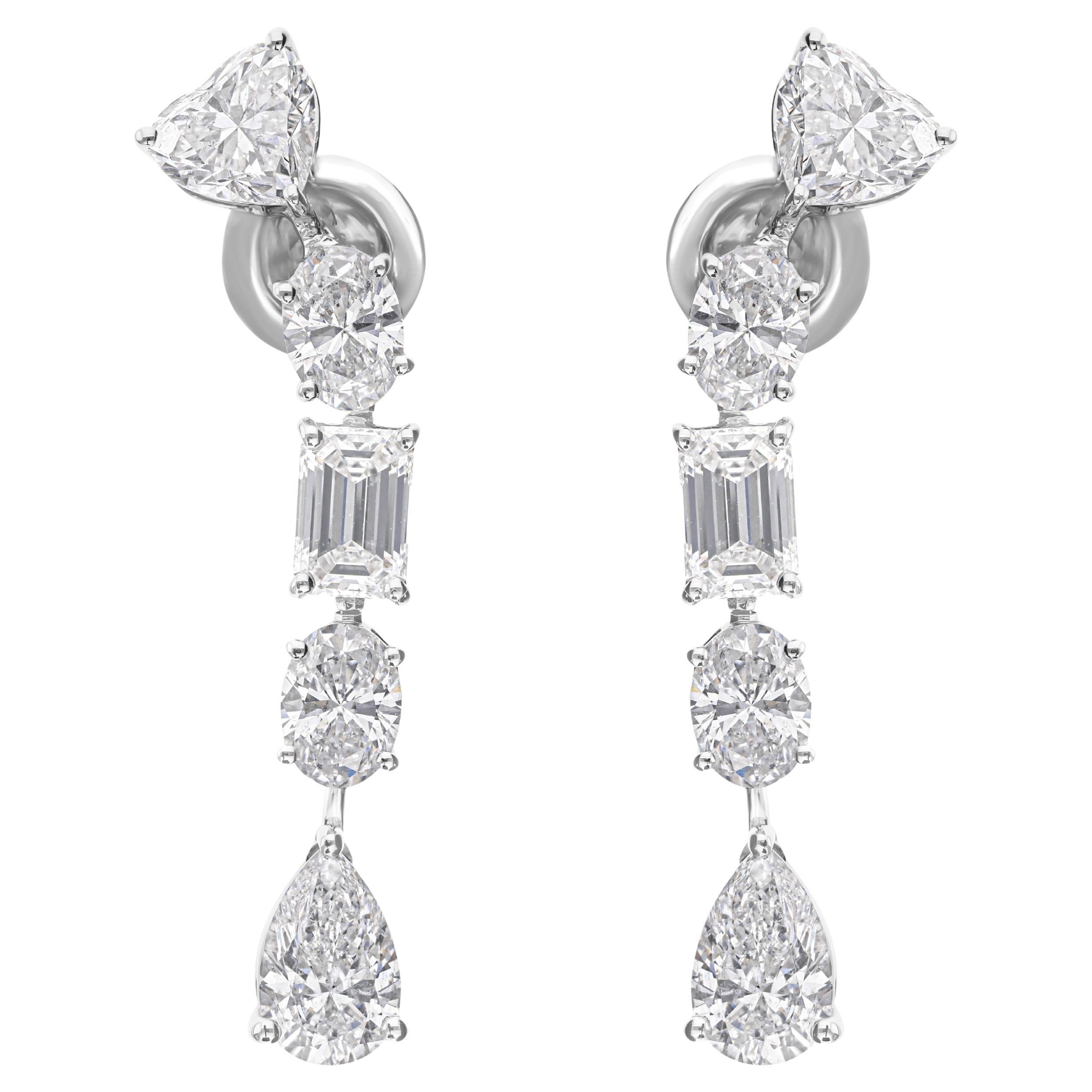 Pendientes de diamantes naturales de 5,6 quilates, claridad SI y color HI, oro blanco de 18 quilates en venta