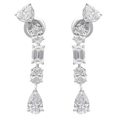 Nature 5.6 Carat SI Clarity HI Color Multi Diamond Earrings 18 Karat White Gold