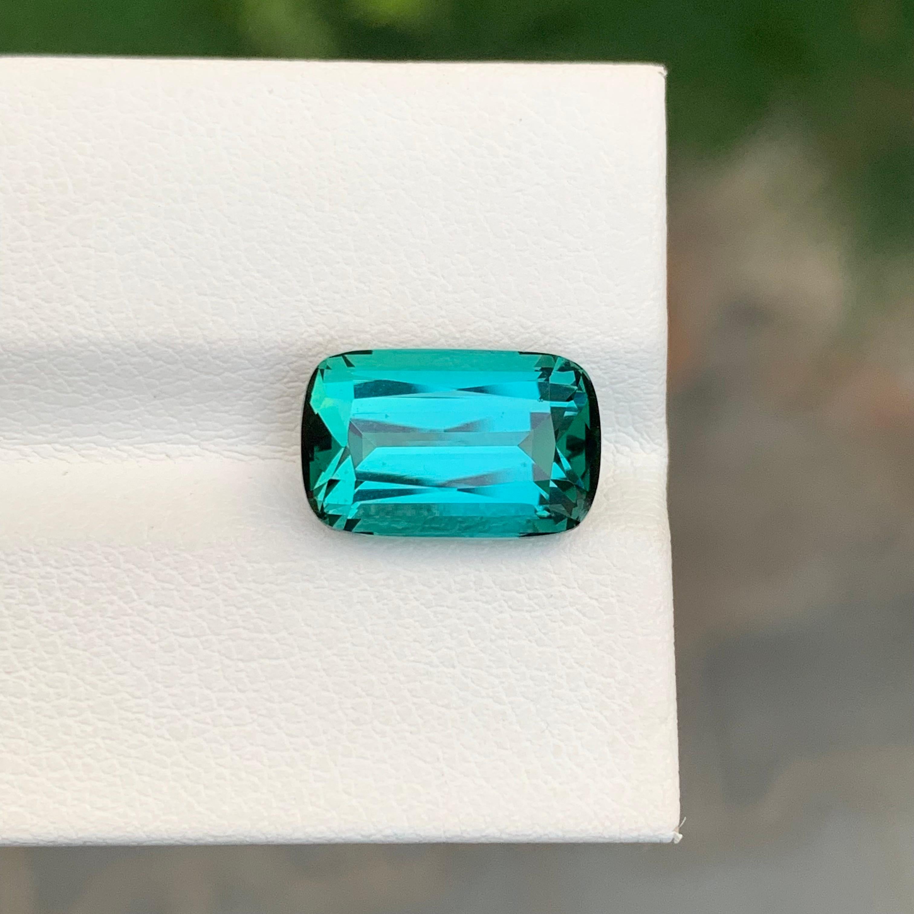 Cushion Cut Natural 5.70 Carat Faceted Lagoon Tourmaline Cushion Shape Gemstone For Ring For Sale