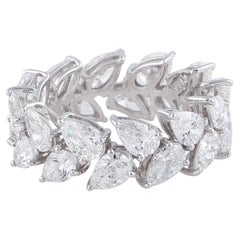 Natural 5.70 Carat SI/HI Pear Diamond Band Ring 18 Karat White Gold Fine Jewelry