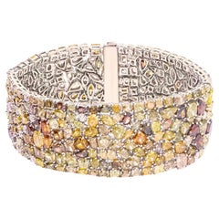 Natural 57.33 Ct Multicolour Diamond Bracelet, 18KG, NEW, Unique Handcrafted