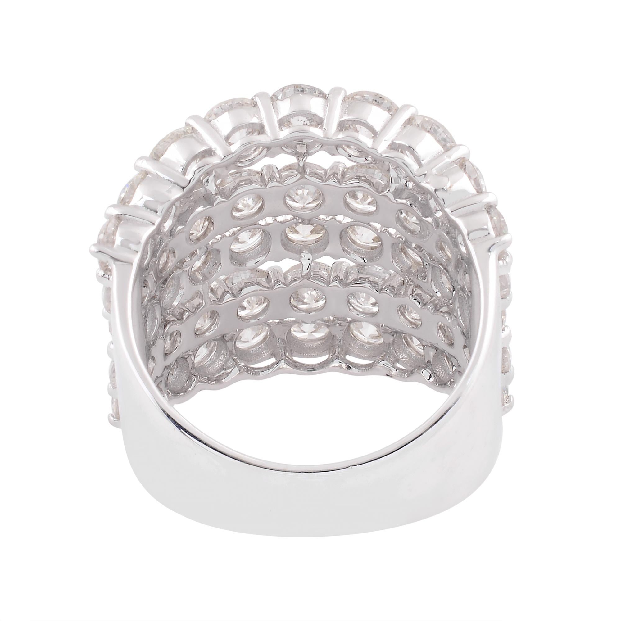 For Sale:  Natural 5.75 Carat Diamond Multi Layer Dome Ring Solid 18k White Gold Jewelry 3