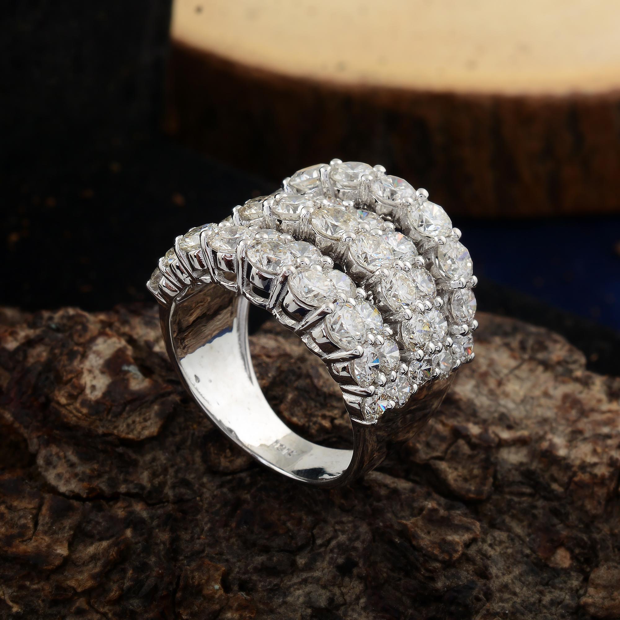 Natürliche 5,75 Karat Diamant Multi Layer Dome Ring massiv 18k Weißgold Schmuck (Moderne) im Angebot