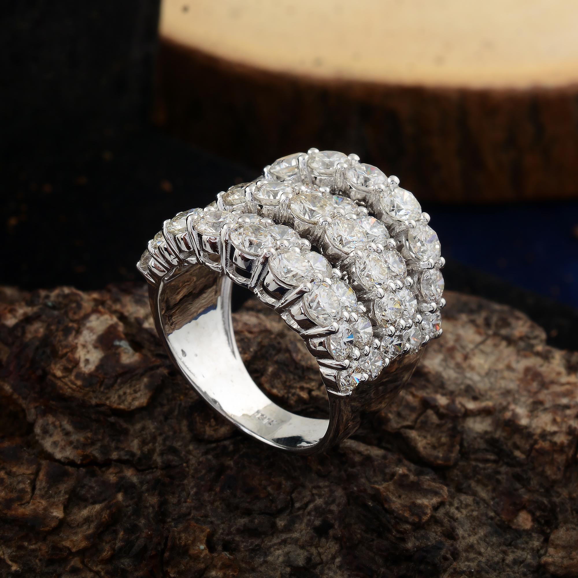 For Sale:  Natural 5.75 Carat Diamond Multi Layer Dome Ring Solid 18k White Gold Jewelry 5