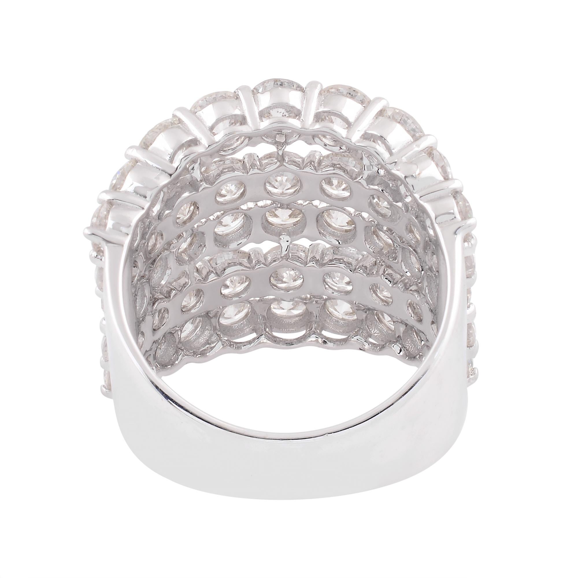 Natürliche 5,75 Karat Diamant Multi Layer Dome Ring massiv 18k Weißgold Schmuck im Zustand „Neu“ im Angebot in Diera, Dubai