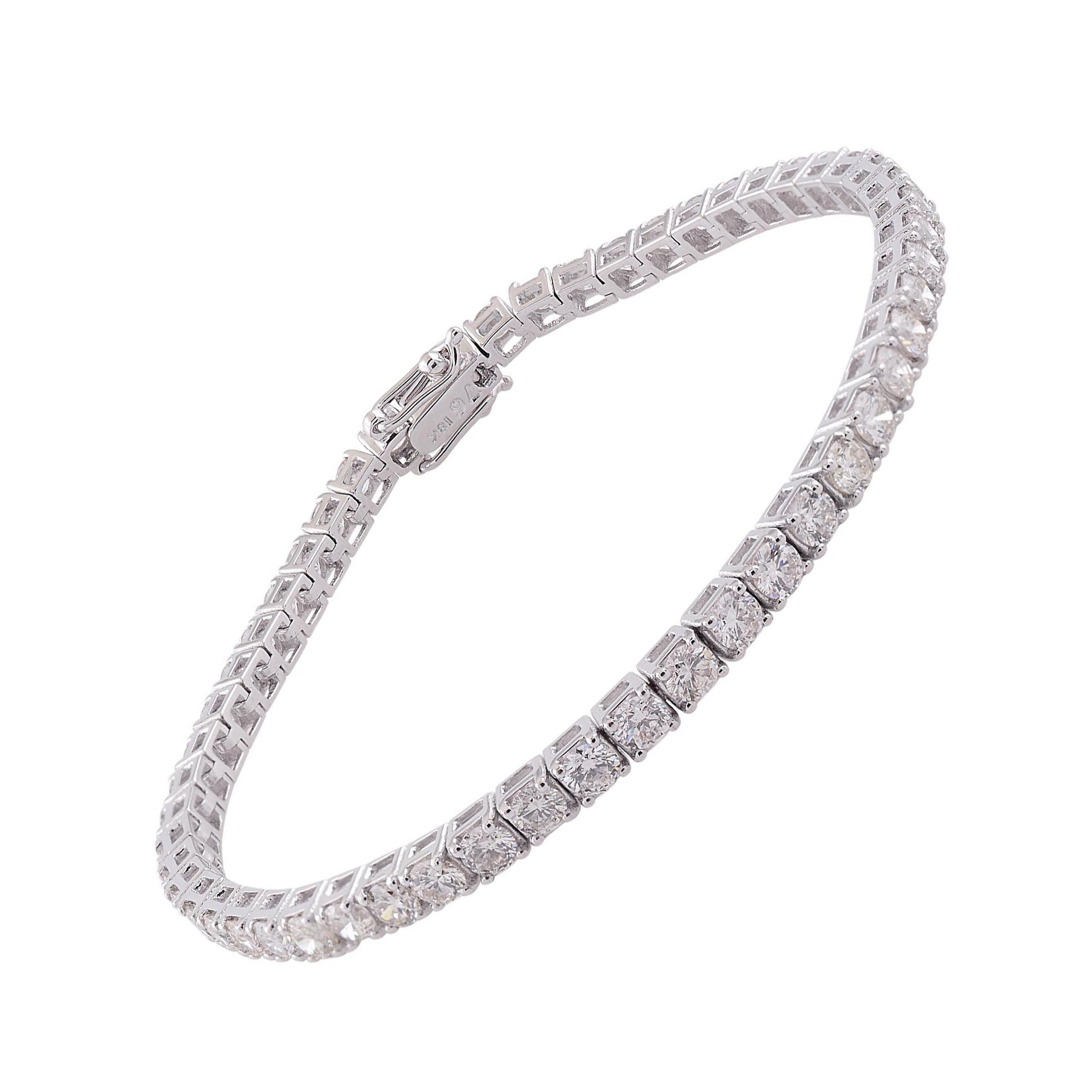 Natural 5.75 Carat SI/H Diamond Tennis Bracelet 14 Karat White Gold Fine Jewelry