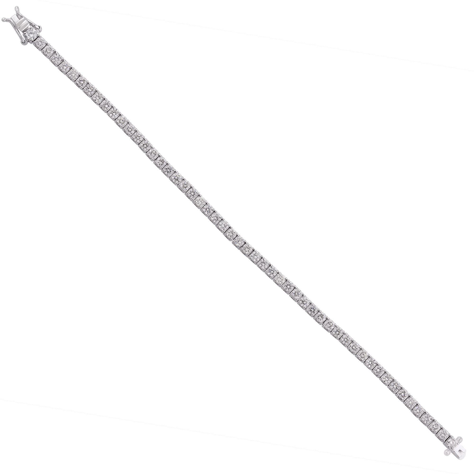 Moderno Bracciale tennis con diamanti naturali da 5,75 carati SI/H Oro bianco 18 carati Gioielli di pregio in vendita