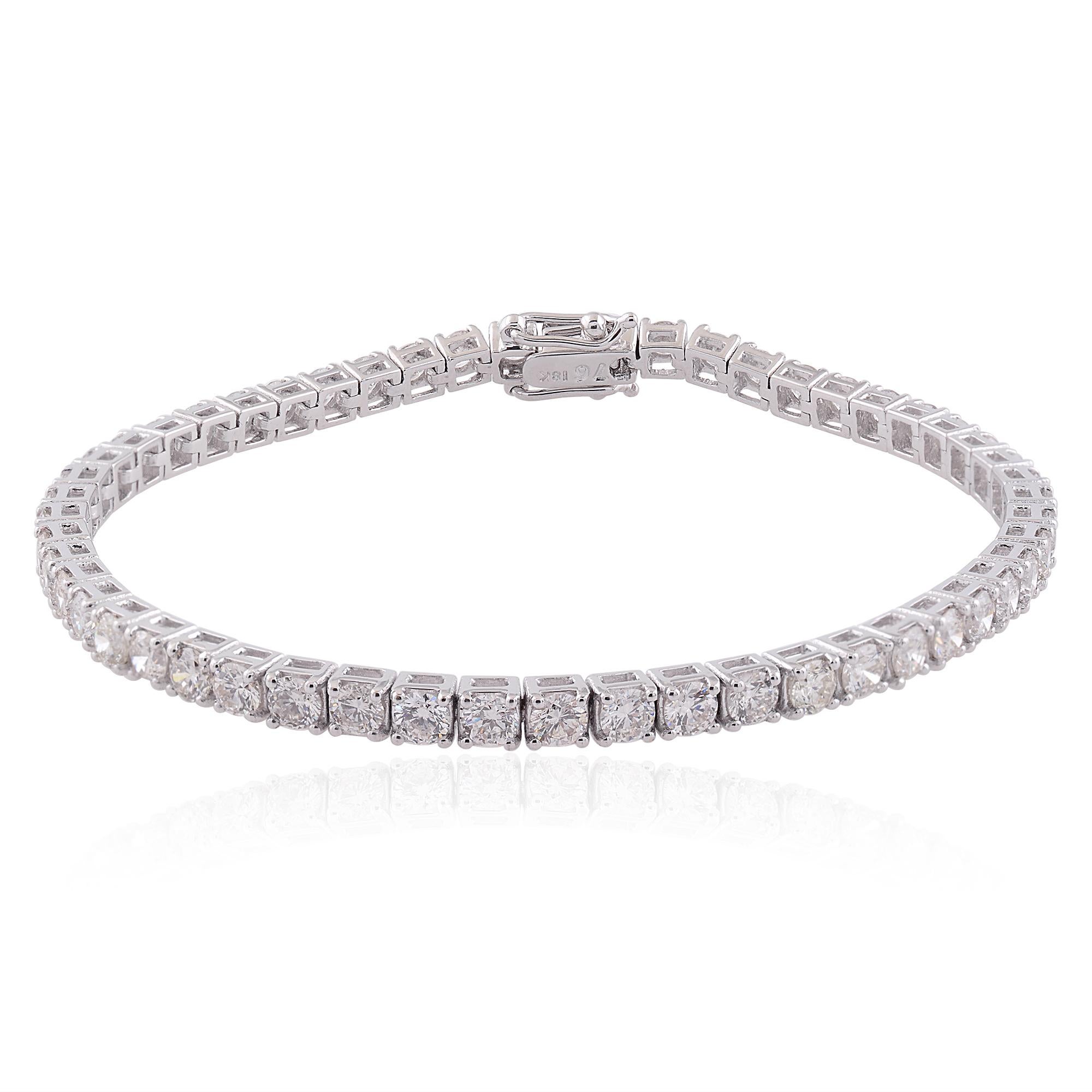 Taglio rotondo Bracciale tennis con diamanti naturali da 5,75 carati SI/H Oro bianco 18 carati Gioielli di pregio in vendita