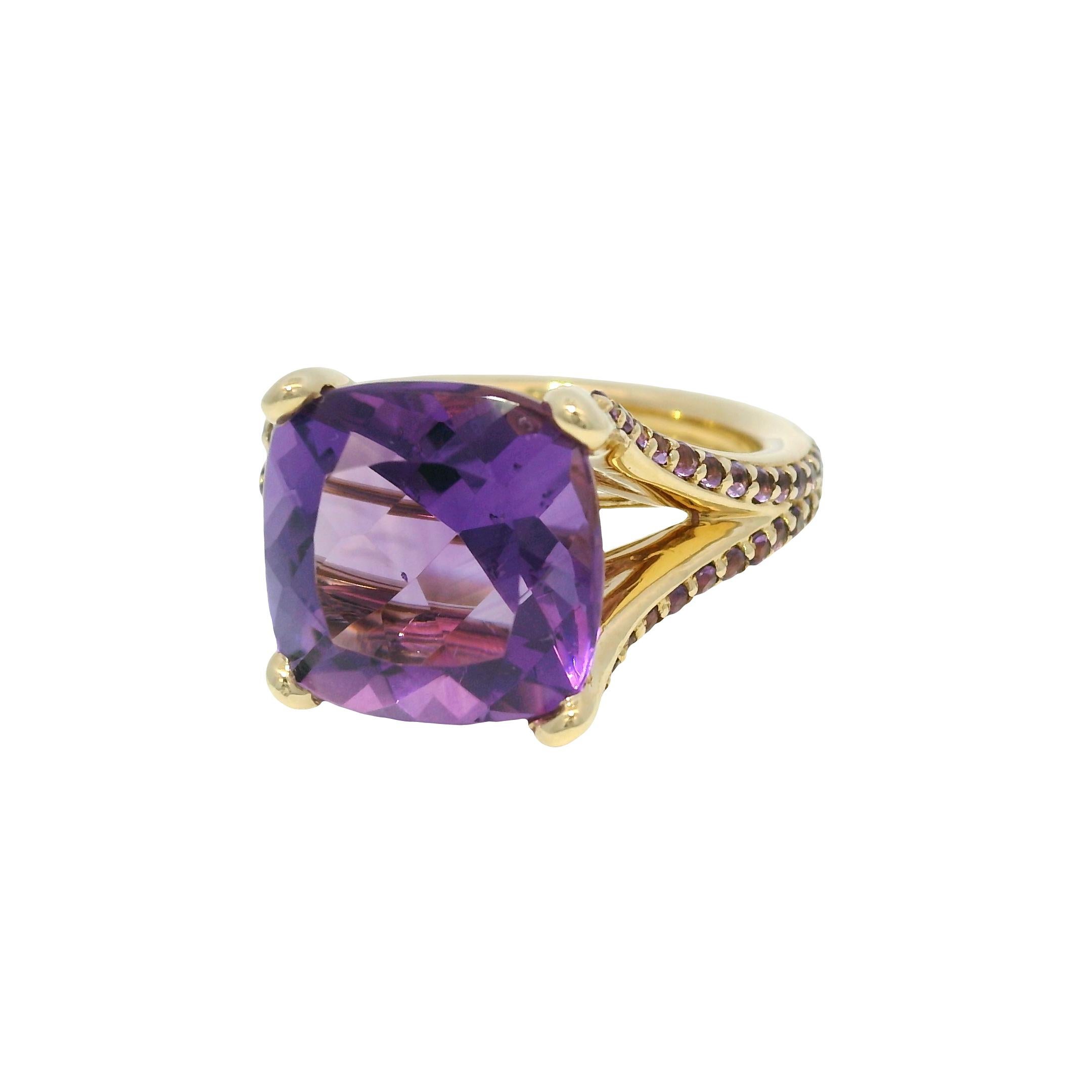 Moderne Nature 5.8 Carat Purple Amethyst 14-Karat Split Shank Ring In Stock en vente