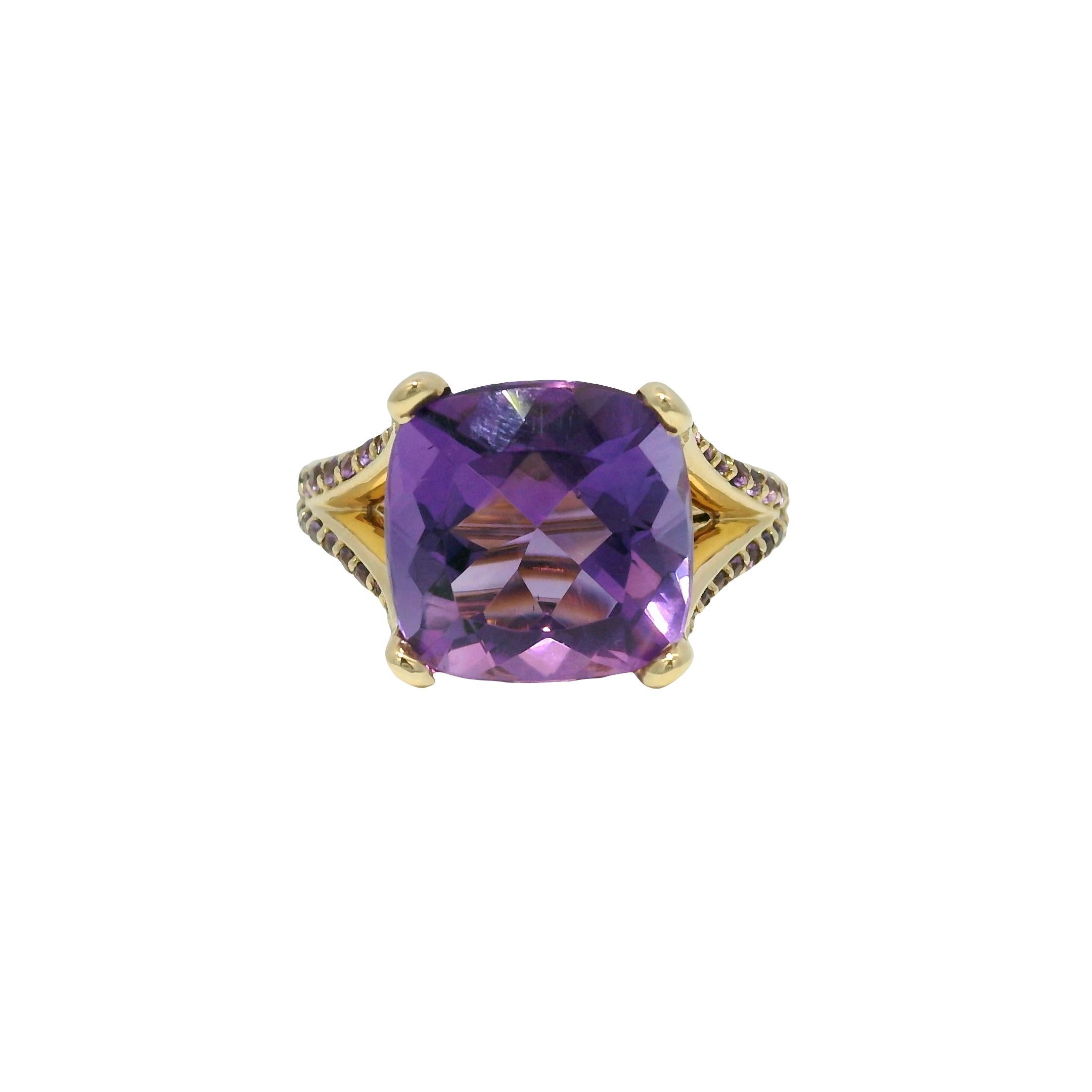 Nature 5.8 Carat Purple Amethyst 14-Karat Split Shank Ring In Stock en vente 2