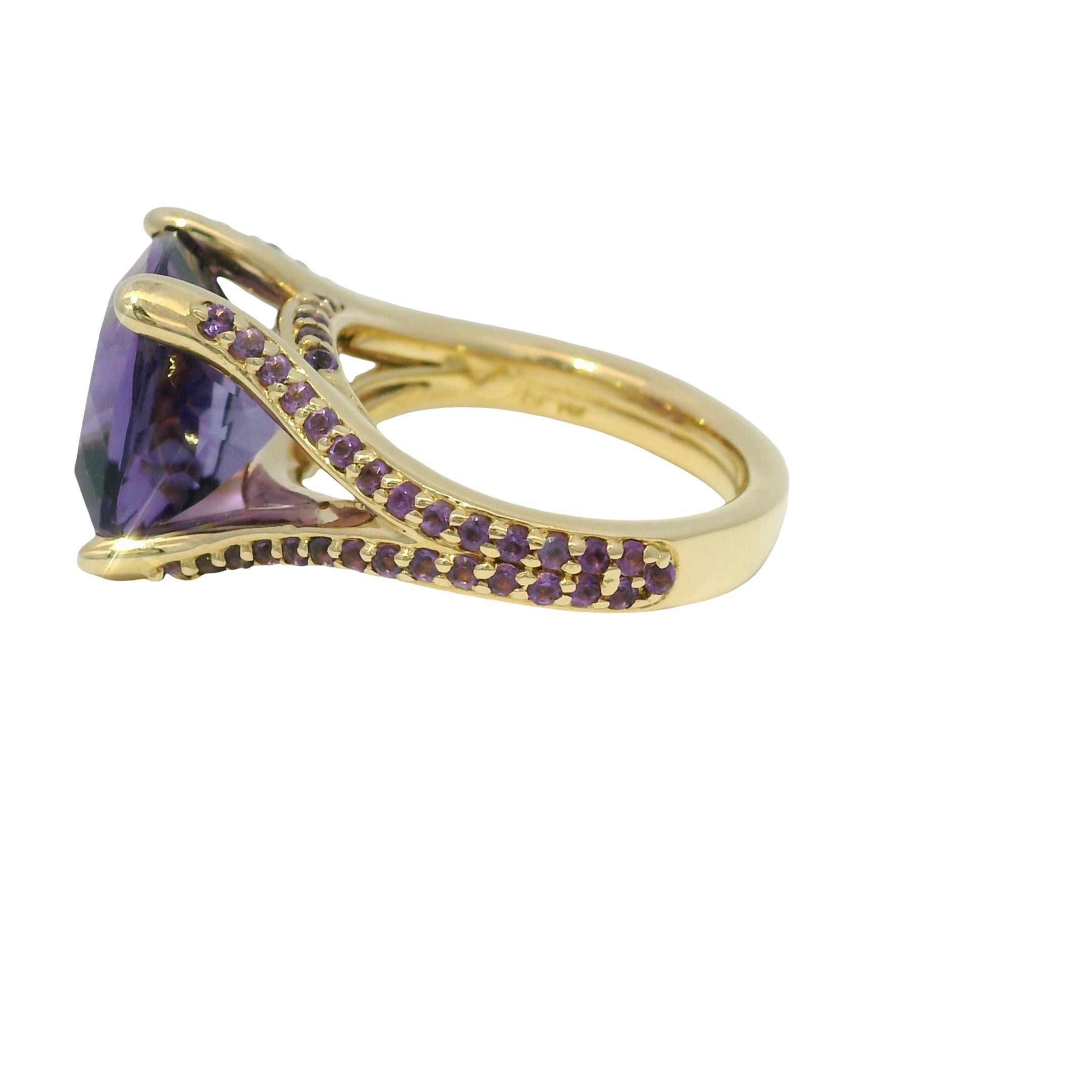 Nature 5.8 Carat Purple Amethyst 14-Karat Split Shank Ring In Stock en vente 3