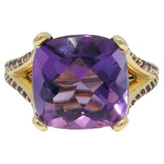 Natürliche 5,8 Karat lila Amethyst 14-Karat Split Shank Ring Auf Lager