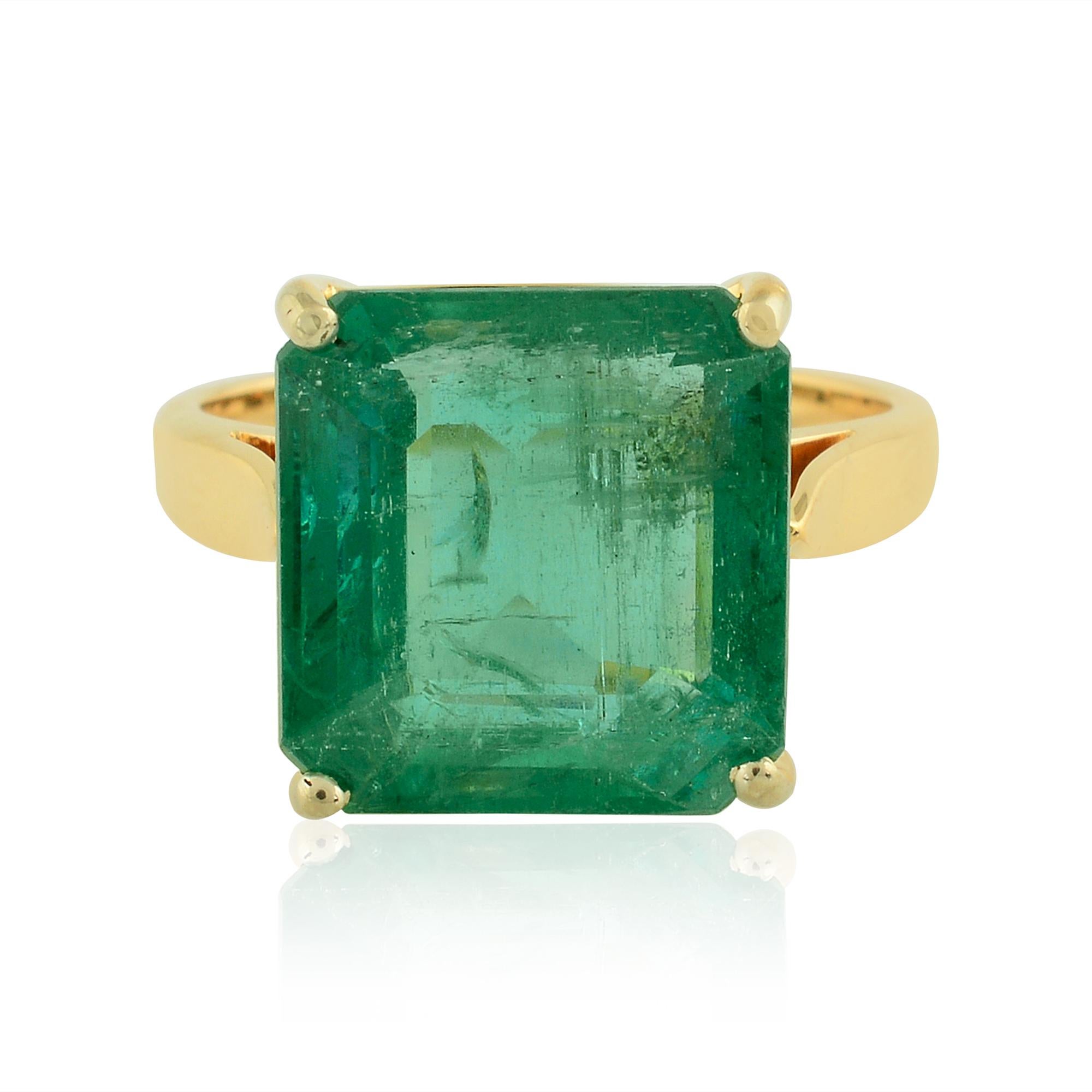 En venta: Anillo de Esmeralda Solitaria Natural de 5,84 Quilates de Oro Amarillo de 18k Joyería Fina  3