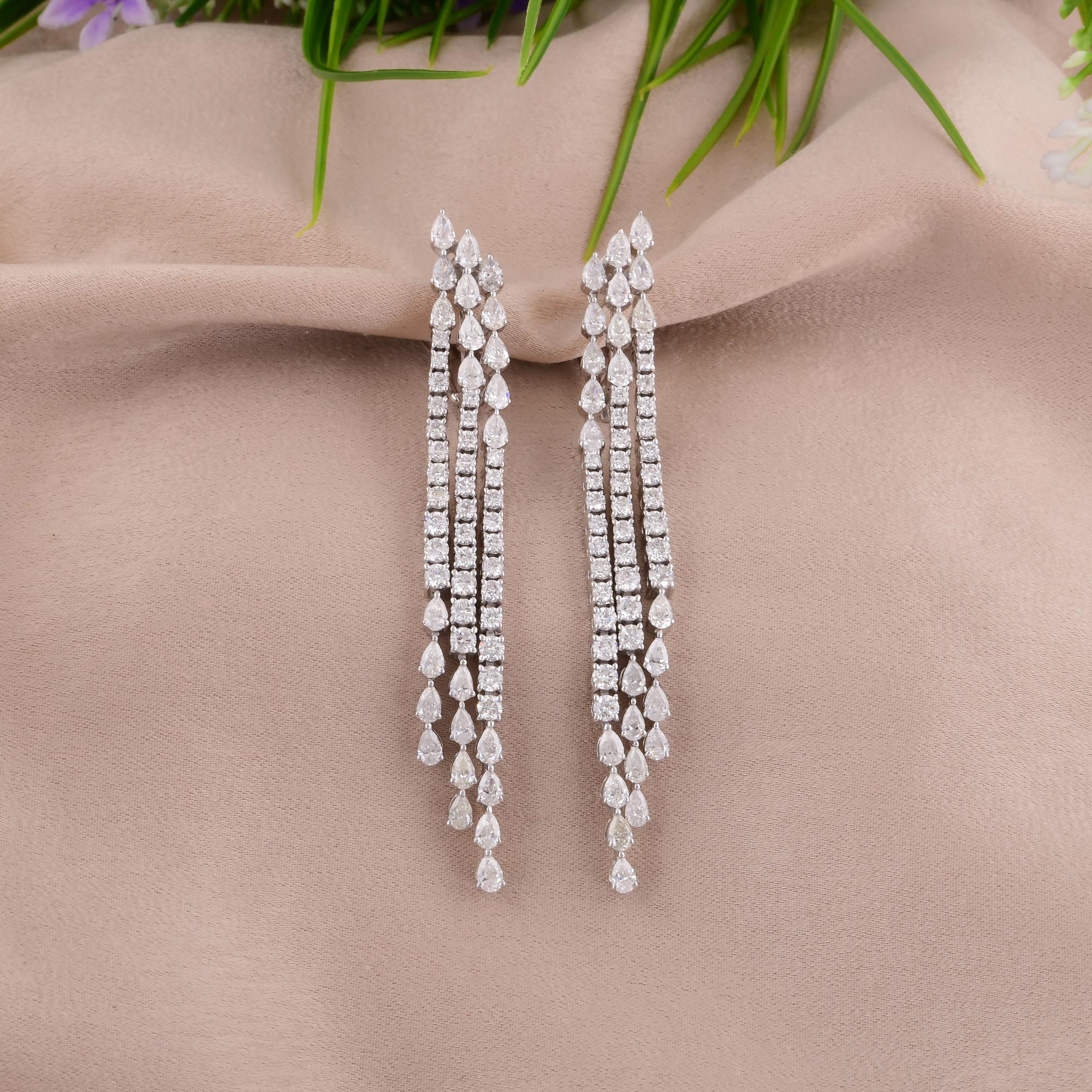 Modern Natural 5.85 Carat SI/H Diamond Chandelier Earrings 14 Karat White Gold Jewelry For Sale