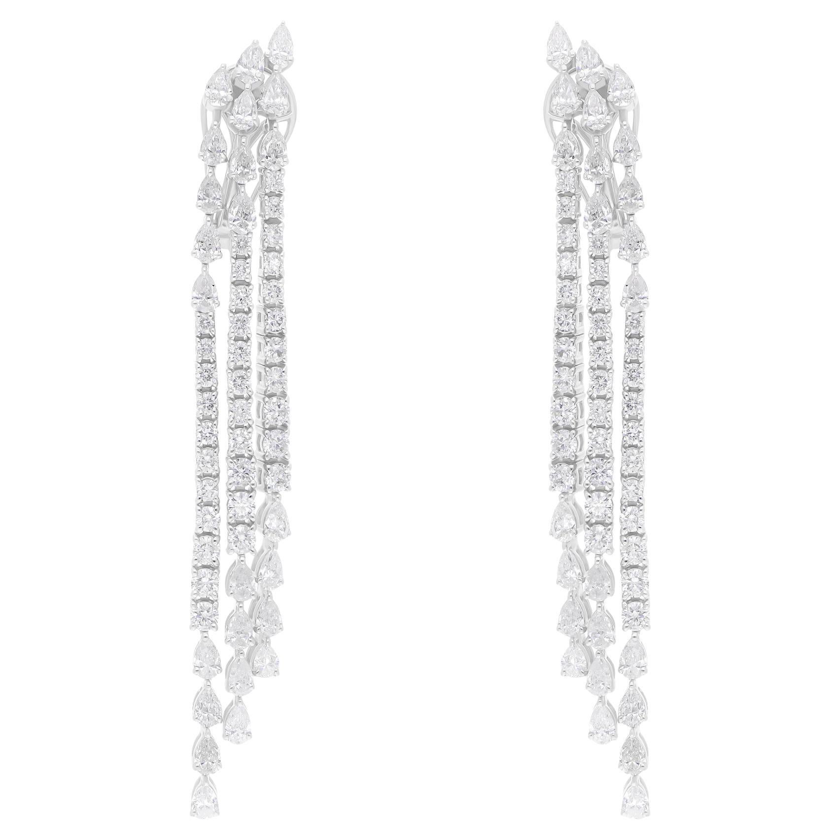 Boucles d
oreilles chandelier en or blanc 14 carats et diamants naturels 5,85 carats SI/H