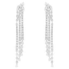 Natural 5.85 Carat SI/H Diamond Chandelier Earrings 18 Karat White Gold Jewelry