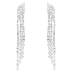 Natural 5.85 Carat SI/H Diamond Chandelier Earrings 18 Karat White Gold Jewelry