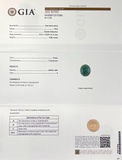 Natural 5.88ct GIA Certified Green Jadeite Jade 'A' Grade Untreated Oval Gem