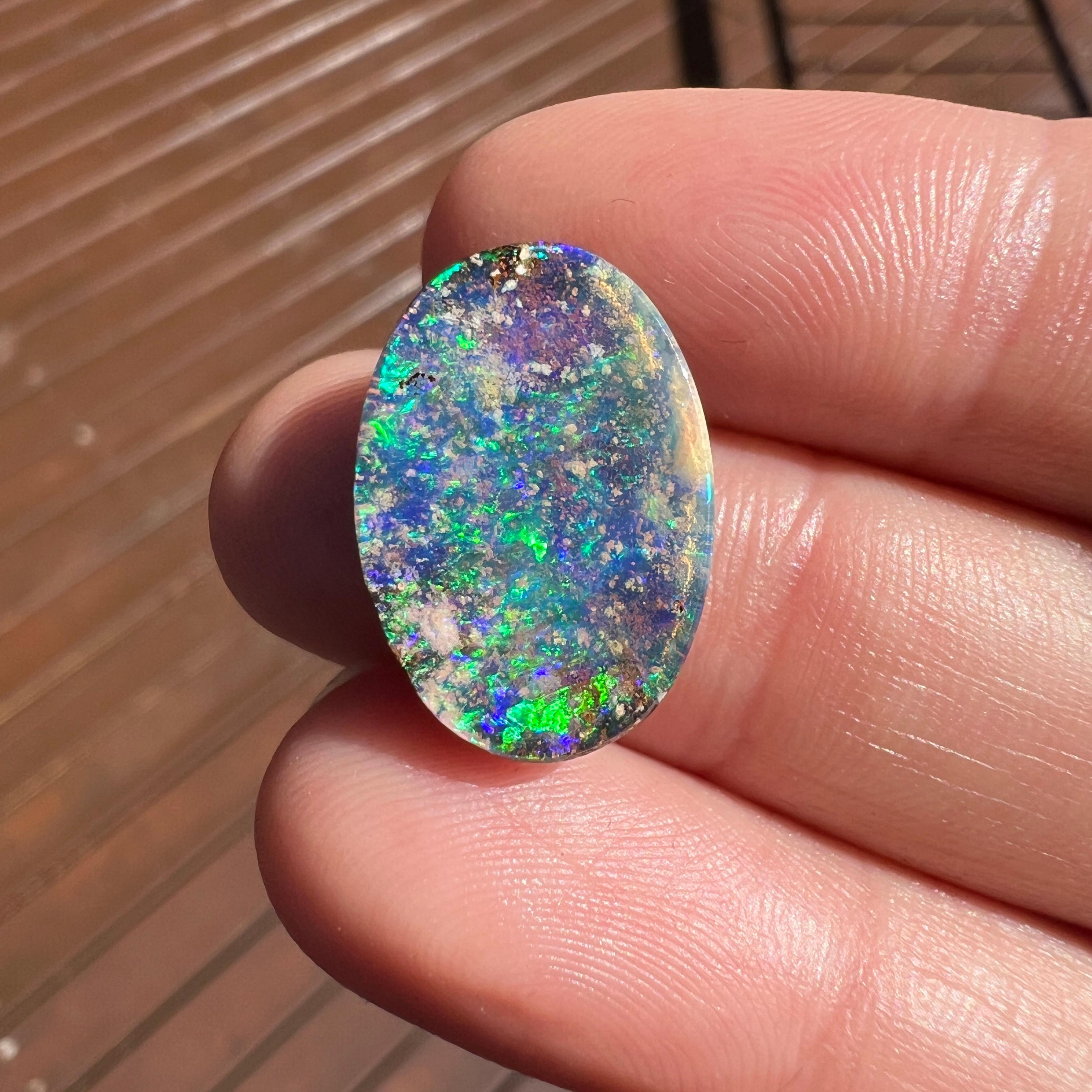 Natural 5.89 Ct Australian boulder opal mined by Sue Cooper For Sale 6