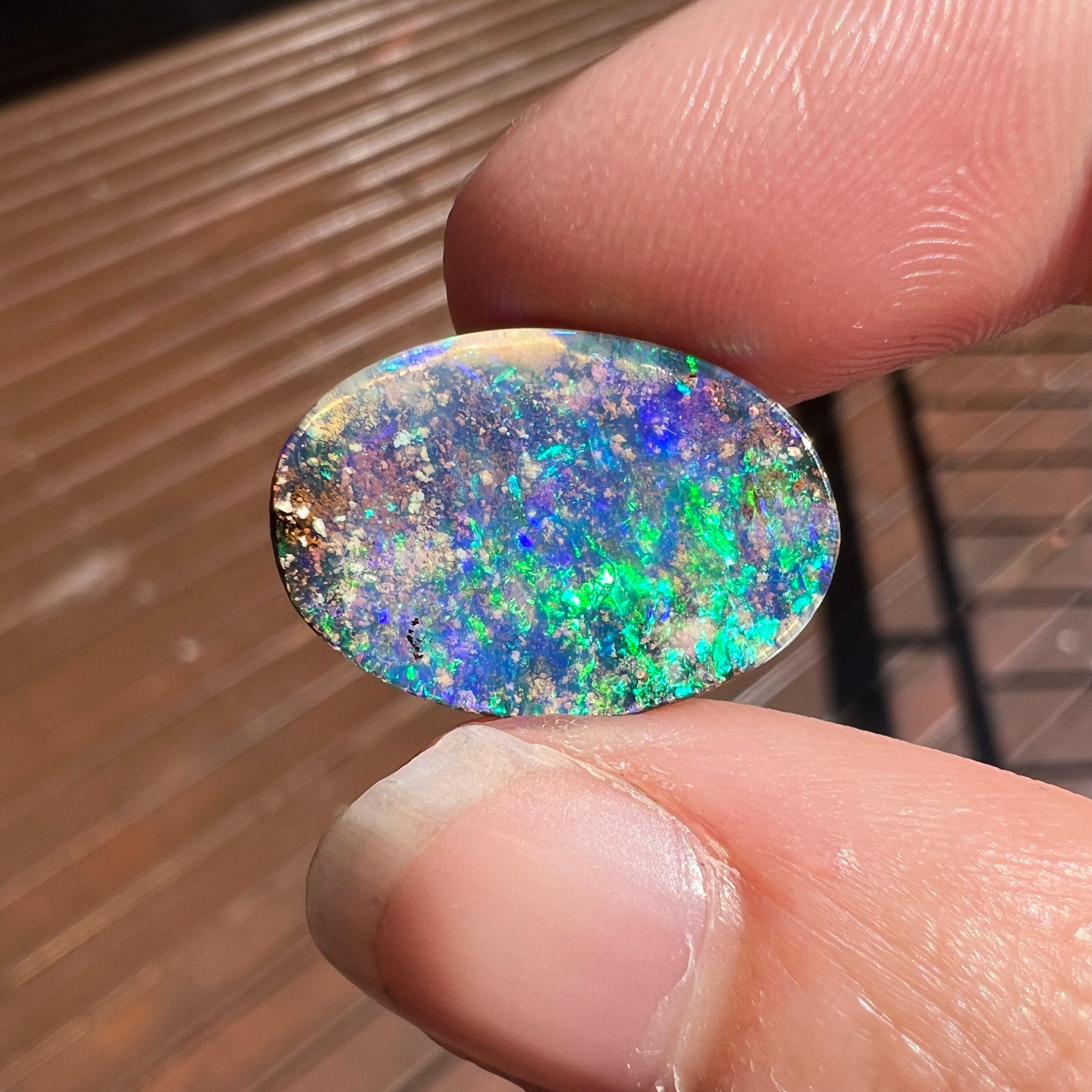 Natural 5.89 Ct Australian boulder opal mined by Sue Cooper For Sale 3