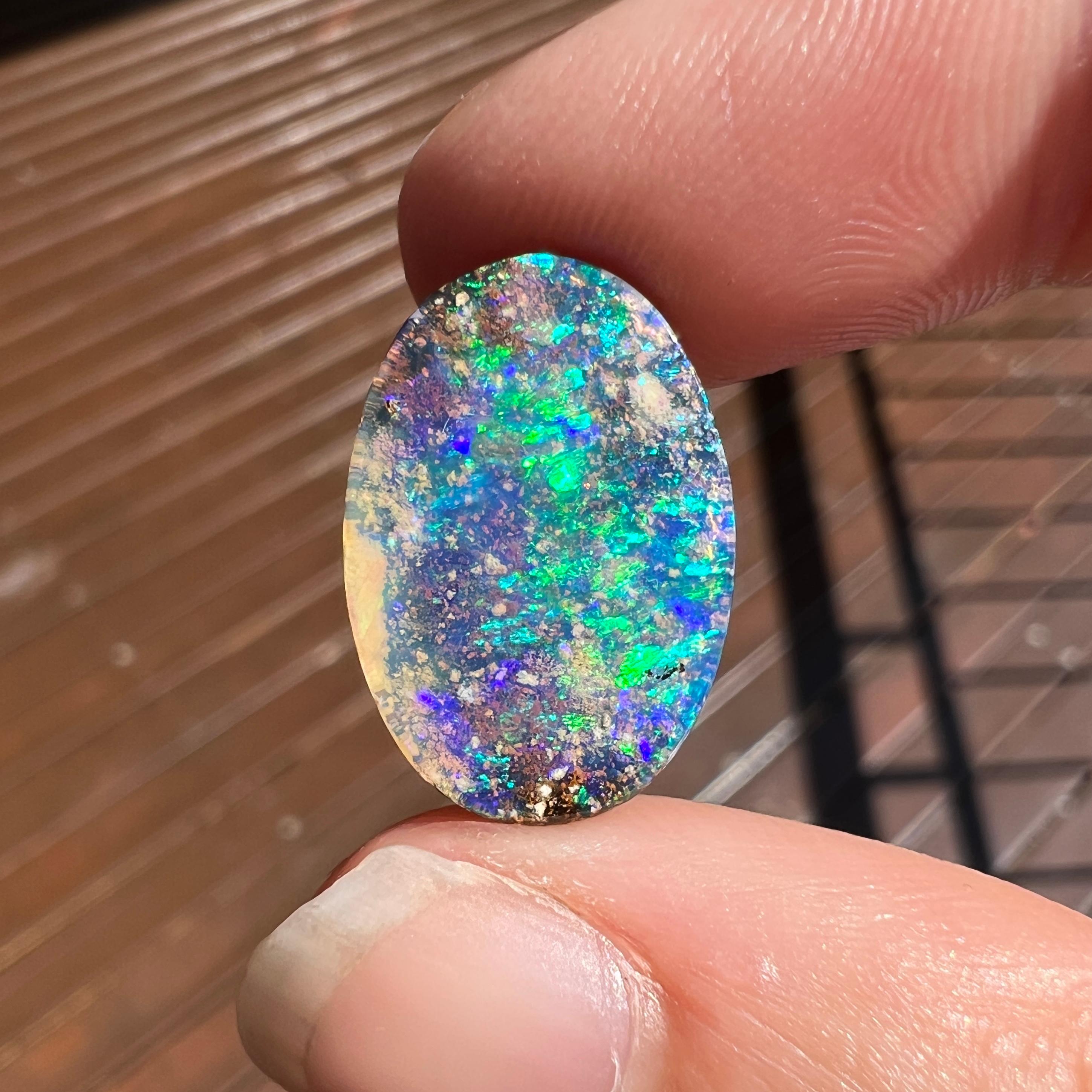 Natural 5.89 Ct Australian boulder opal mined by Sue Cooper For Sale 4