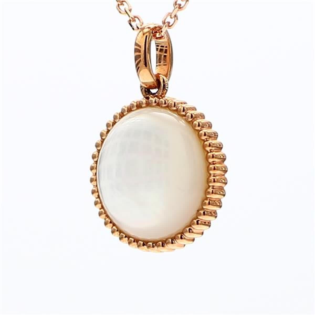 Natural Pink Shell/Pearl and White Diamond .60 Carat TW Rose Gold Drop Pendant In New Condition For Sale In New York, NY