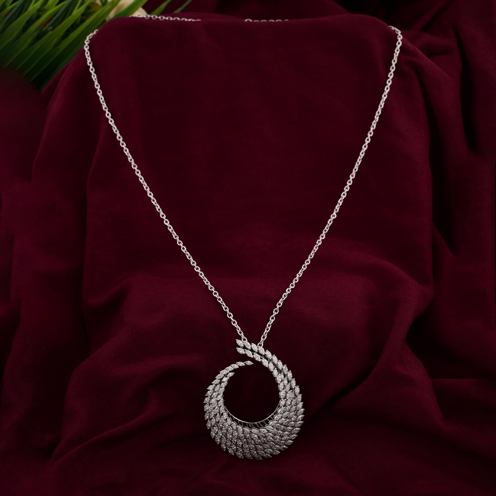 Modern Natural 5.90 Carat SI/H Marquise Diamond Pendant Necklace 18 Karat White Gold For Sale