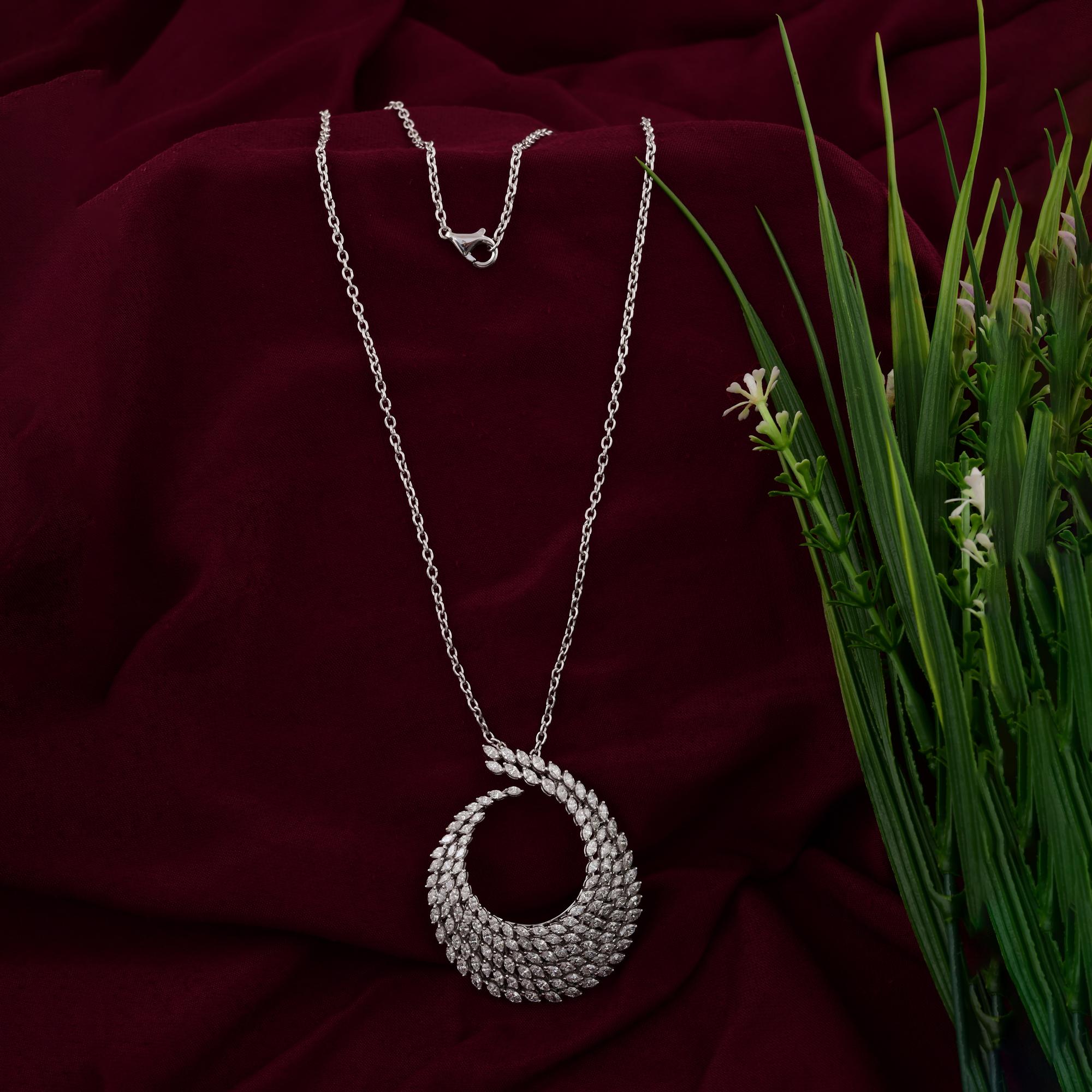 Marquise Cut Natural 5.90 Carat SI/H Marquise Diamond Pendant Necklace 18 Karat White Gold For Sale