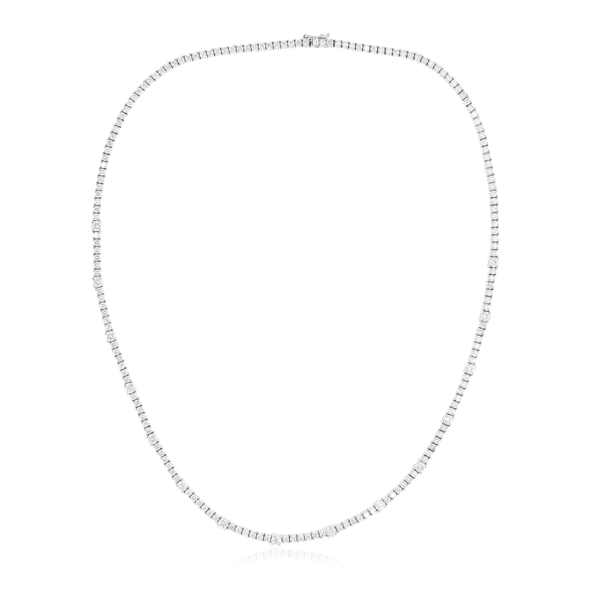 Introducing the epitome of timeless elegance: the Natural 5.97 Carat Round Diamond Tennis Chain, a masterpiece of sophistication meticulously crafted in 14 karat white gold. This necklace embodies luxury and refinement, making it a captivating