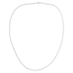 Used Natural 5.97 Carat Round Diamond Tennis Chain 14 Karat White Gold Necklace Fine