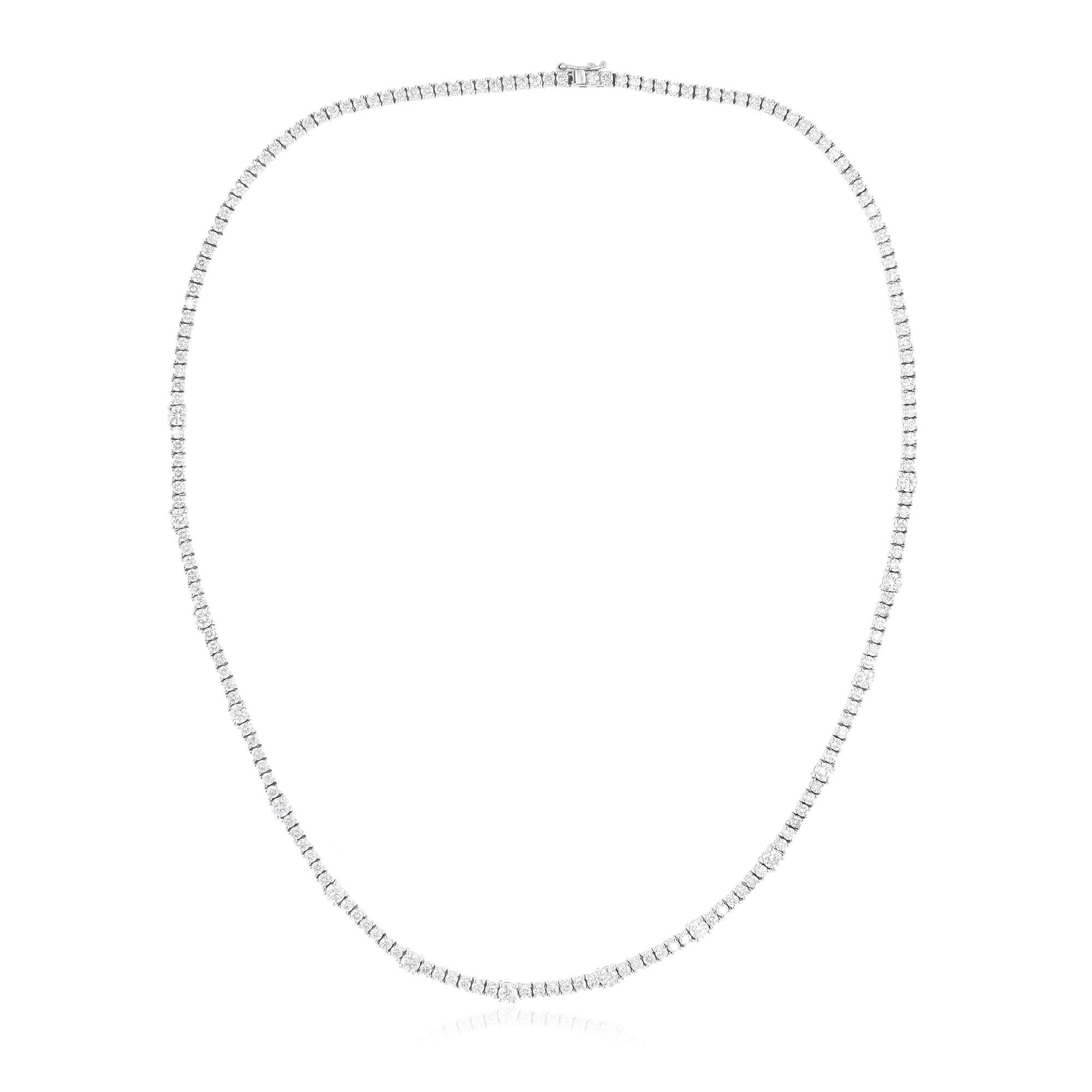 Moderne Nature 5.97 Carat Round Diamond Tennis Chain Necklace 14 Karat White Gold en vente