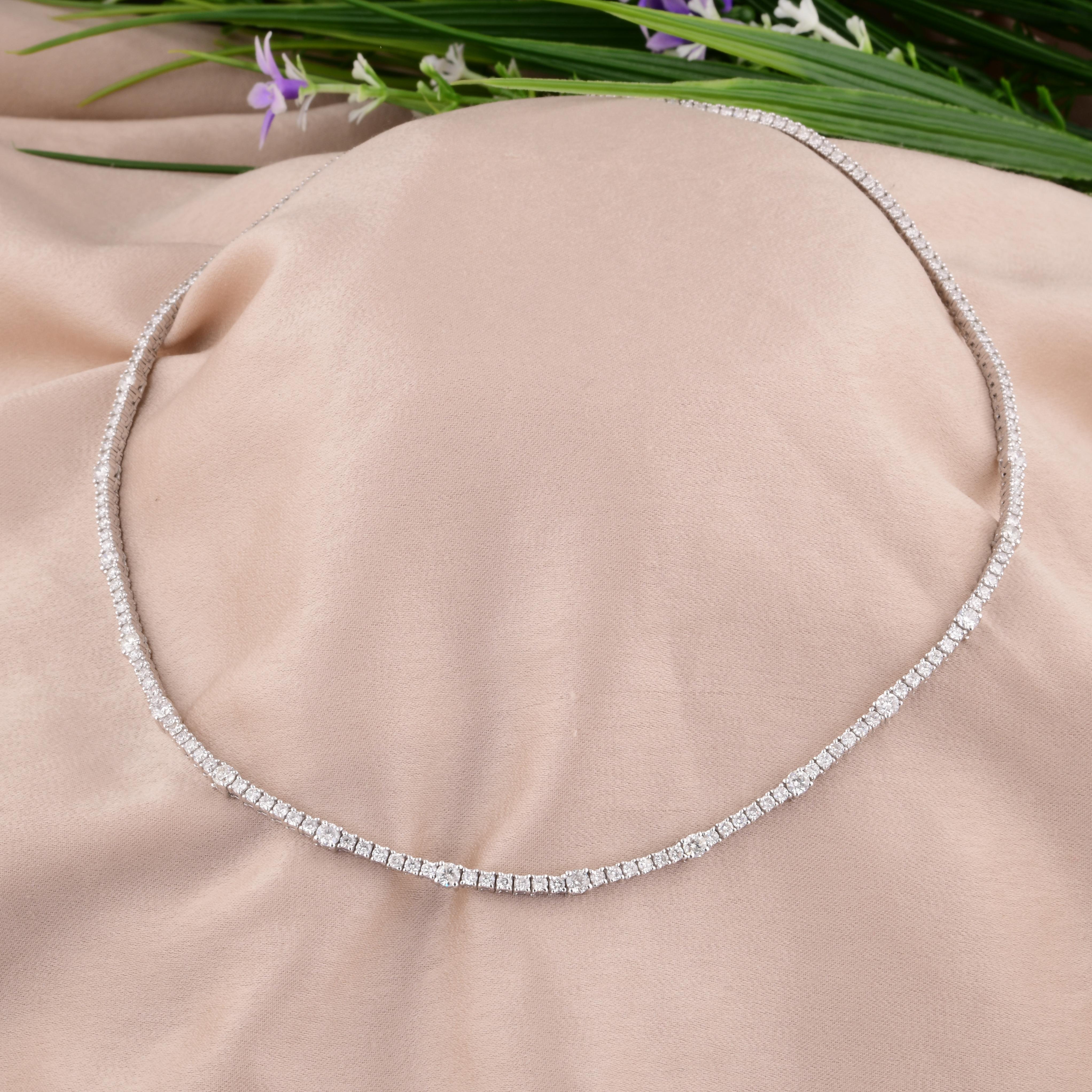 Nature 5.97 Carat Round Diamond Tennis Chain Necklace 14 Karat White Gold Neuf - En vente à Diera, Dubai