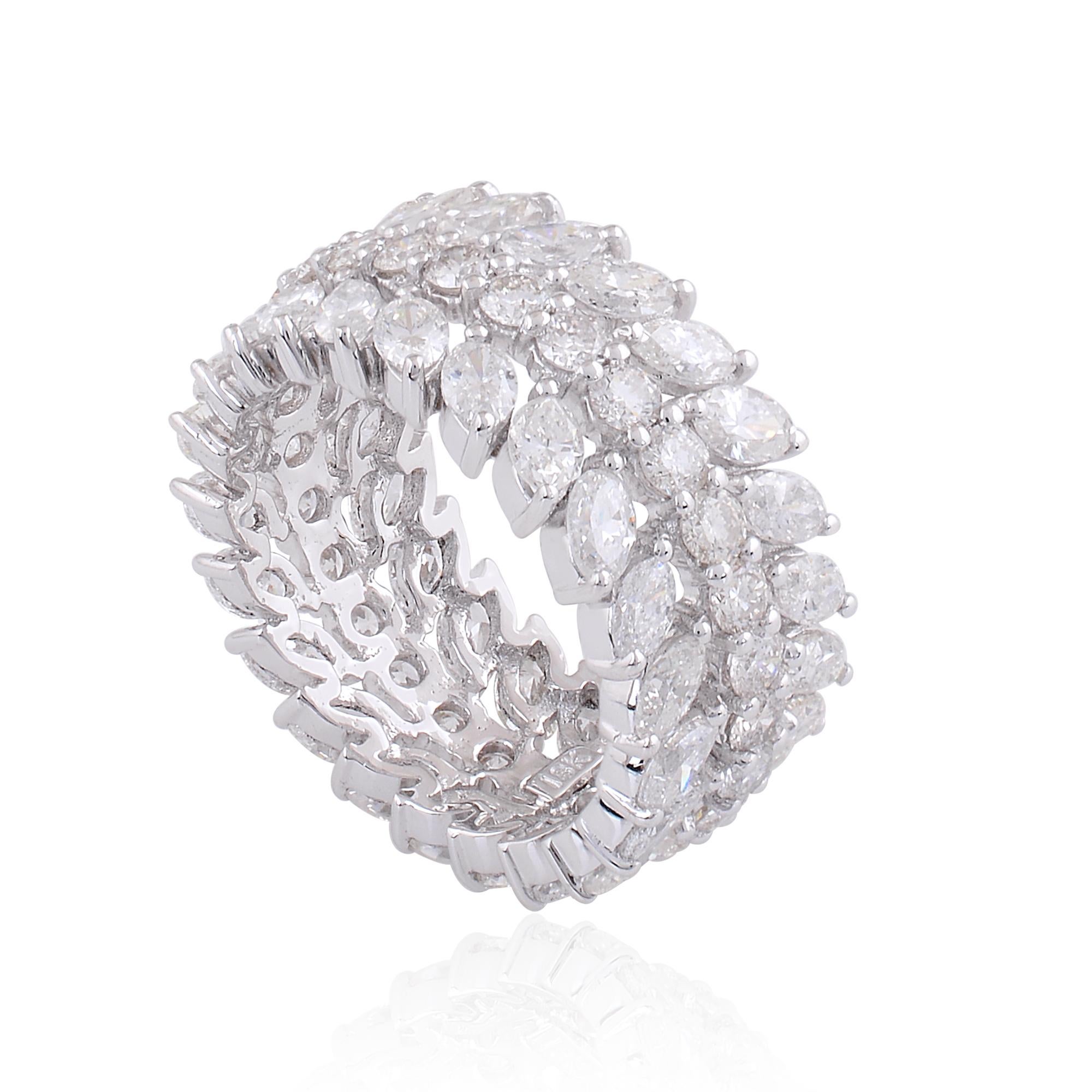 Modern Natural 6 Carat SI/HI Marquise Diamond Band Ring 18 Karat White Gold Jewelry For Sale
