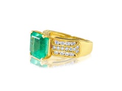 Natural 6.00 Carat Colombian Emerald and Diamond Ring