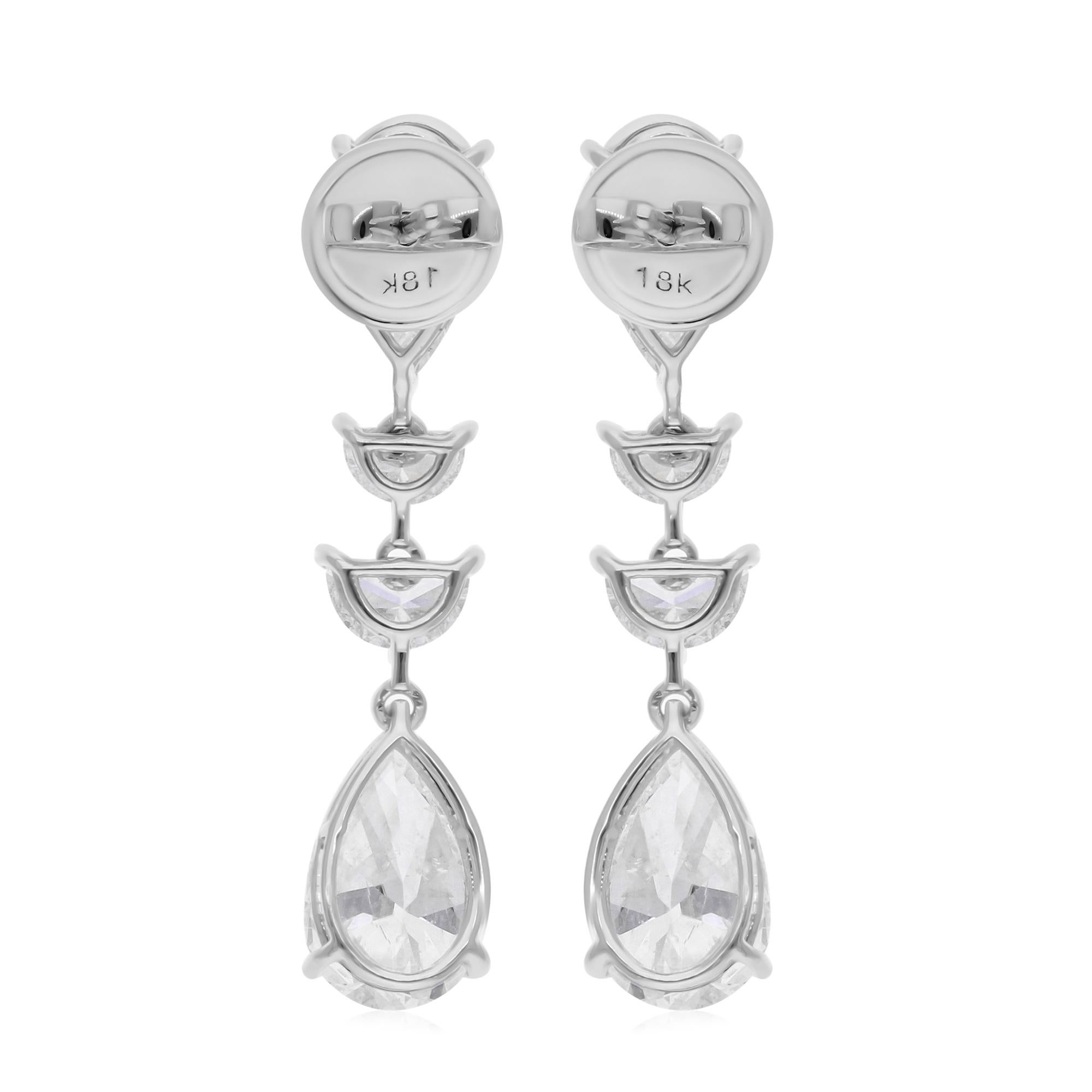 Natural 6.00 Carat SI/H Pear Brilliant Cut Diamond Earrings 14 Karat White Gold In New Condition For Sale In Diera, Dubai