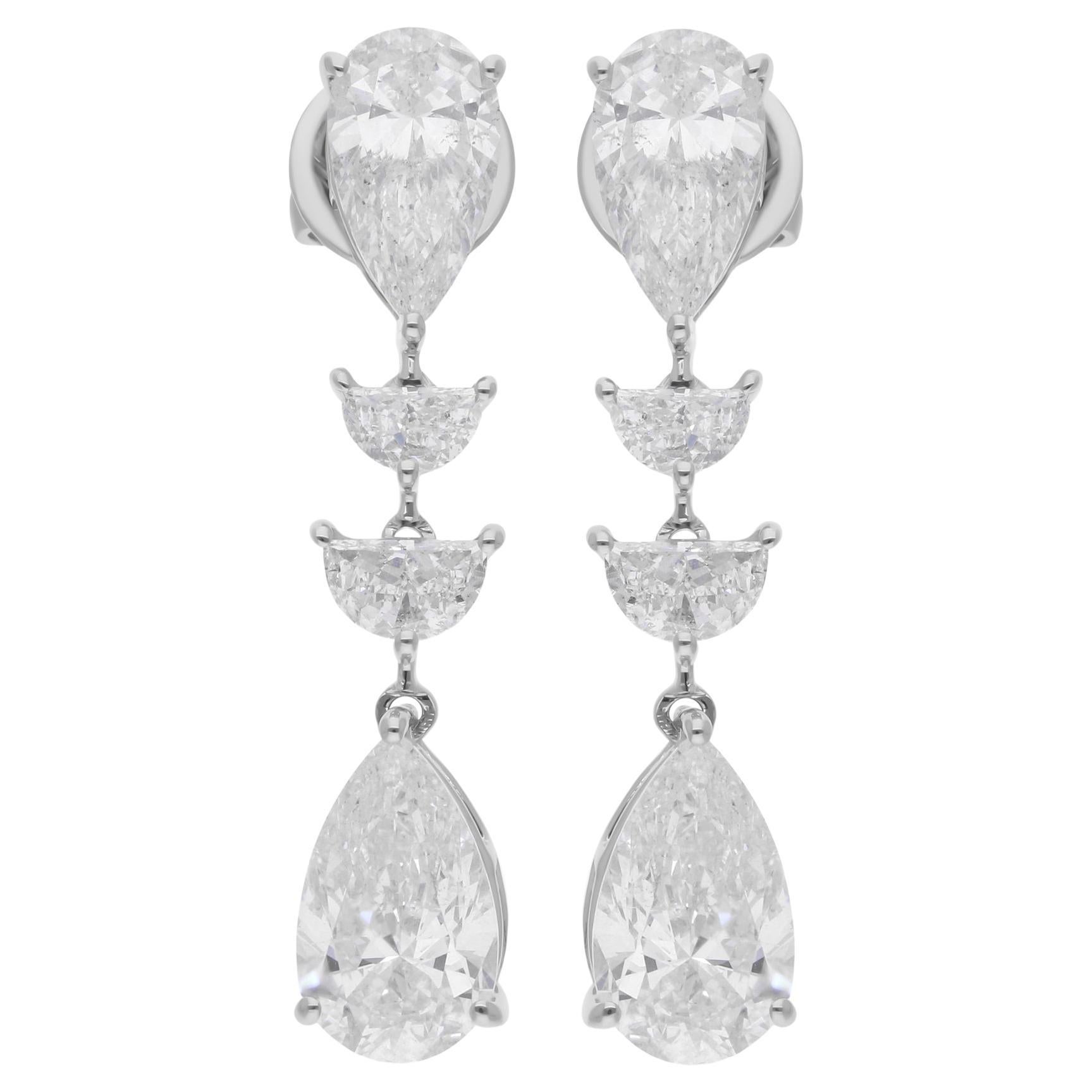Natural 6.00 Carat SI/H Pear Brilliant Cut Diamond Earrings 14 Karat White Gold For Sale