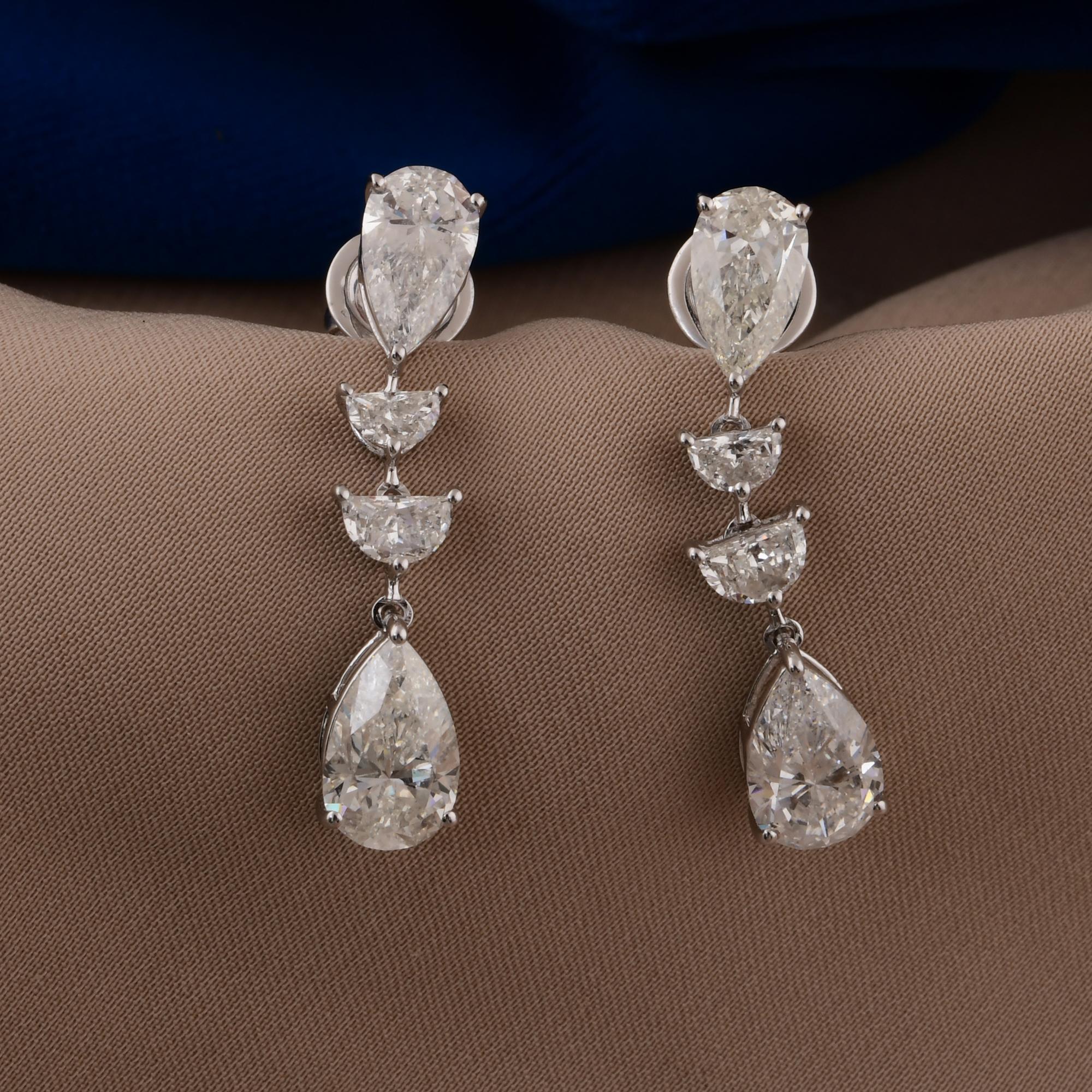 Moderne Boucles d'oreilles en diamant naturel 6.00 carats SI/H taille poire Brilliante or blanc 18 carats en vente