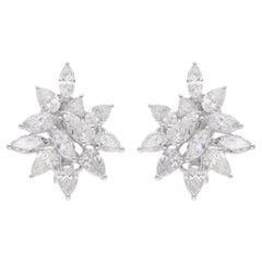 Boucles d'oreilles en or blanc 18 carats avec diamants naturels taille poire et marquise de 6,04 carats