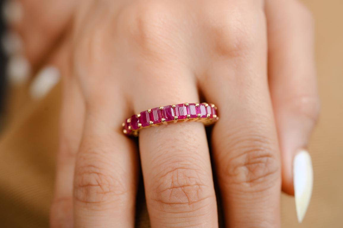 For Sale:  Natural 6.05 Ct Ruby Full Eternity Stackable Band Ring in 14k Solid Yellow Gold 4